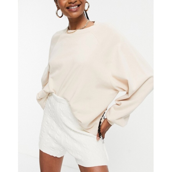 Topshop ASOS Knit Cable Shorts Ivory Size L NWT - Picture 1 of 7